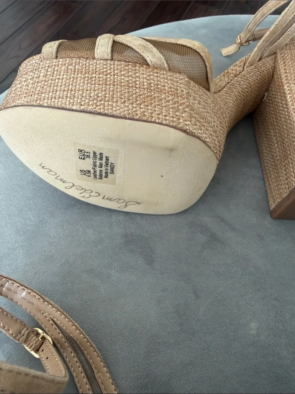 Sam Edelman Neutral Beige Woven Platform Sandals